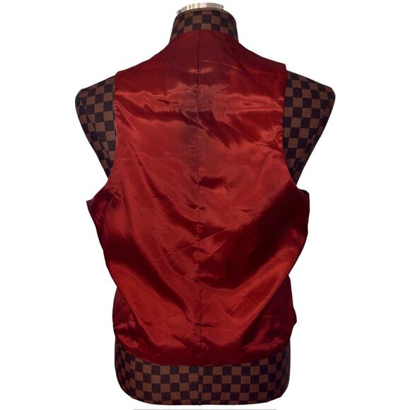 Reversible Mens Navy Blue/Grey/Burnt Orange Vest Gold Buttons Size Medium Preppy - Picture 6 of 15